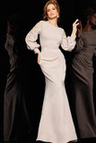 Jovani Jovani 09470 Long Sleeve Ruched Formal Gown
