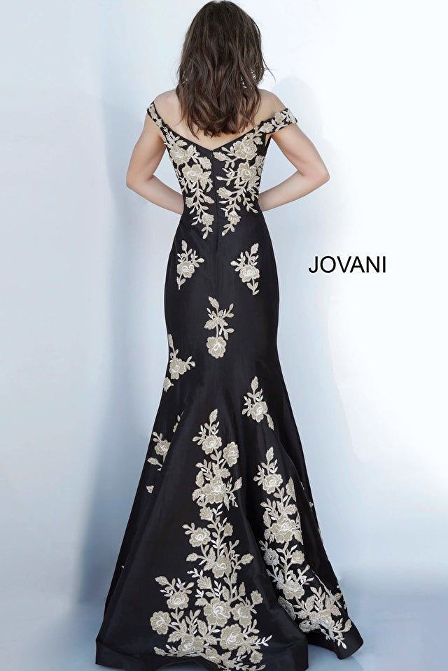 Jovani Mother of the Bride Jovani 00635 Off the Shoulder Embellished Mother of the Bride Dress