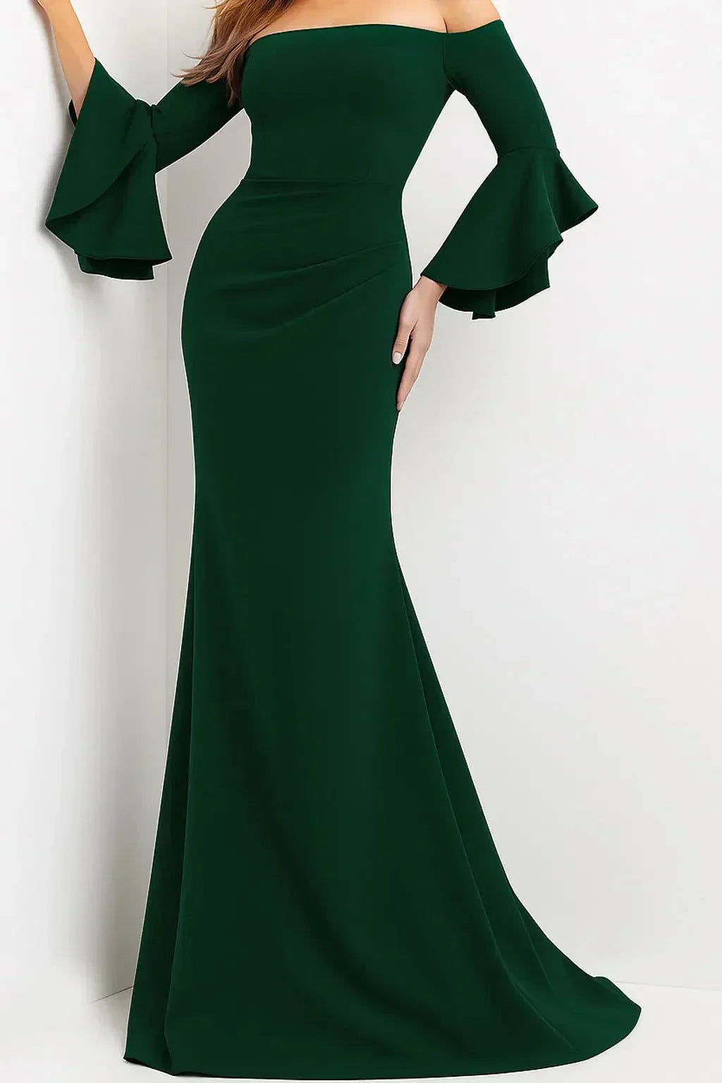 Jovani Mother of the Bride Jovani 07065  Off the Shoulder Bell Sleeve Dress