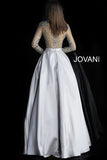 Jovani Mother of the Bride Jovani 46044 Navy Beaded Long Sleeve Ballgown