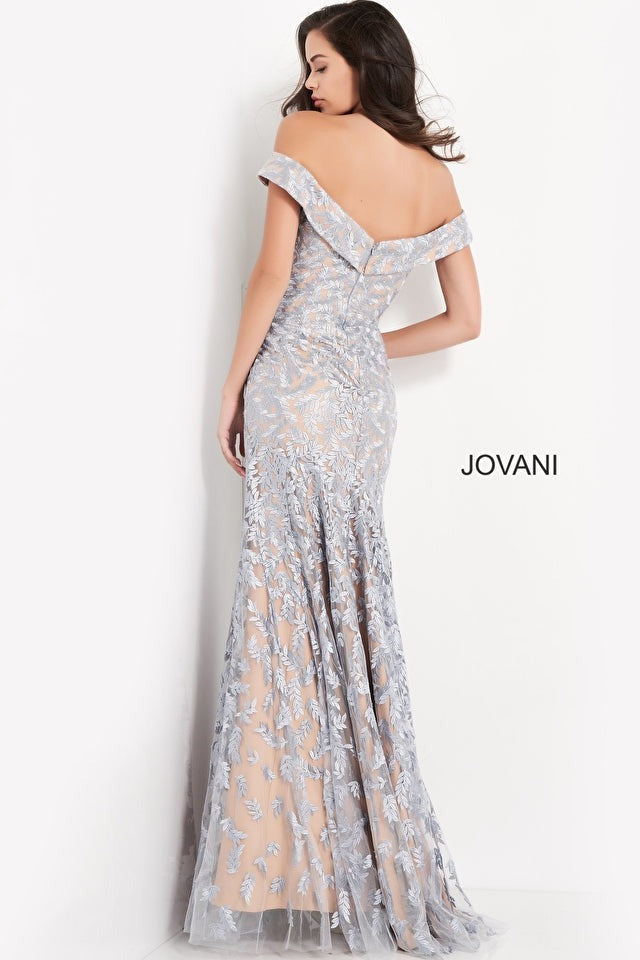 Jovani Mother of the Bride Jovani 49634 Light Blue Off the Shoulder Mother of the Bride Dress