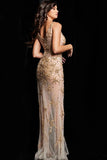 Jovani Pageant Dresses Jovani 22298 Nude Gold Beaded Illusion Dress