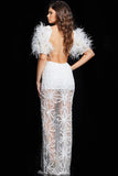 Jovani Pageant Dresses Jovani 26057 Off White Beaded short Sleeve Gown