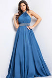 Jovani Pageant Dresses Jovani 36749 Navy Ruched Bodice Beaded Ballgown