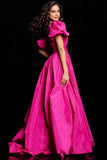 Jovani Pageant Dresses Jovani 36872 Fuchsia One Shoulder A Line Gown