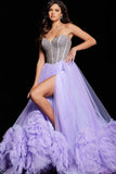 Jovani Pageant Dresses Jovani 37199 Lilac Beaded Corset Bodice Tulle Ballgown