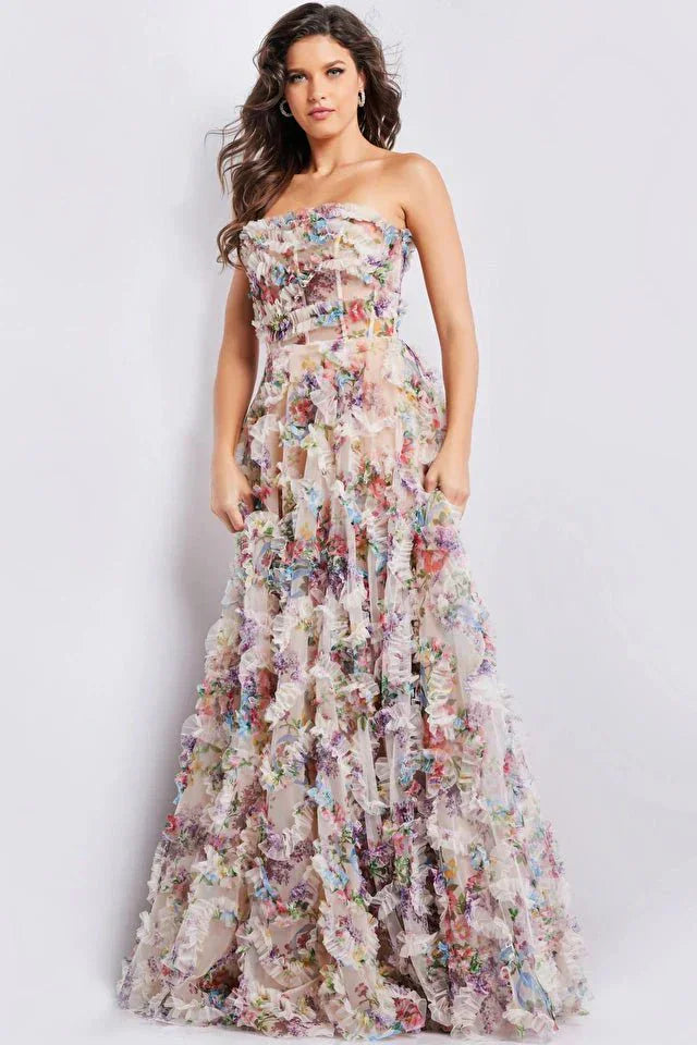 Jovani Pageant Dresses Jovani 38650 Multi Strapless A Line Gown