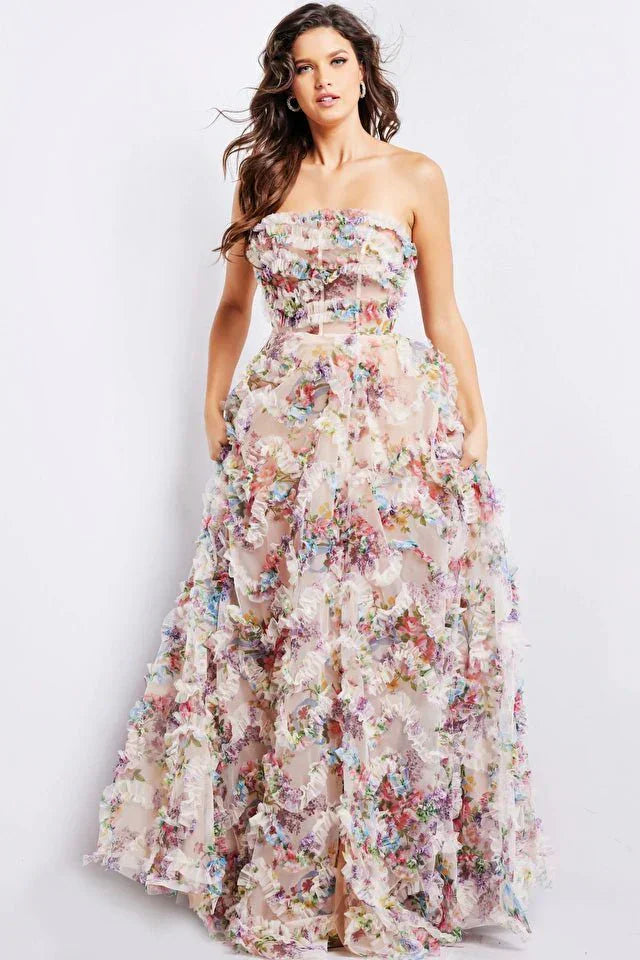 Jovani Pageant Dresses Jovani 38650 Multi Strapless A Line Gown