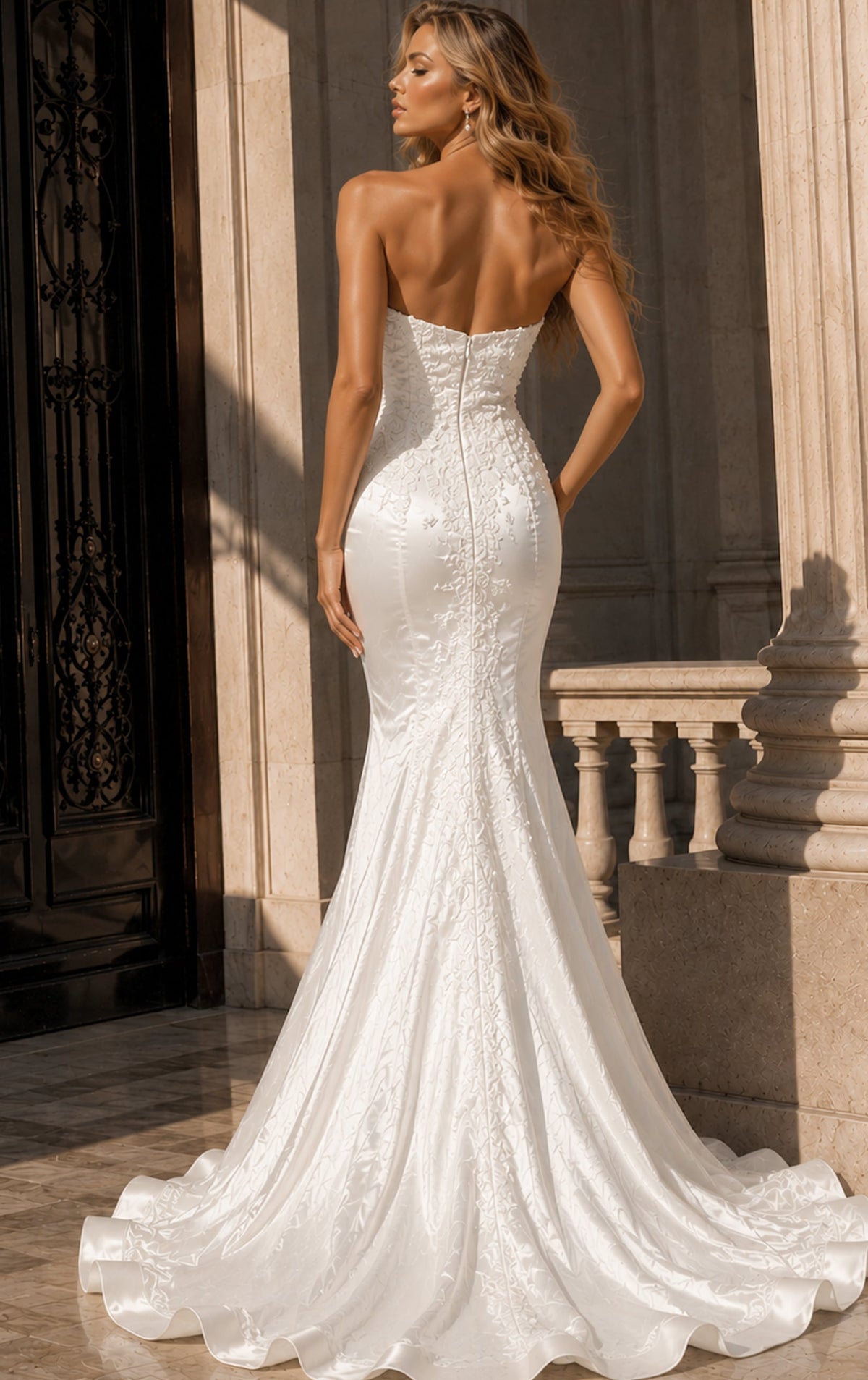 Jovani Prom Dress Ivory Strapless Floral Applique Mermaid Gown - Jovani 51689