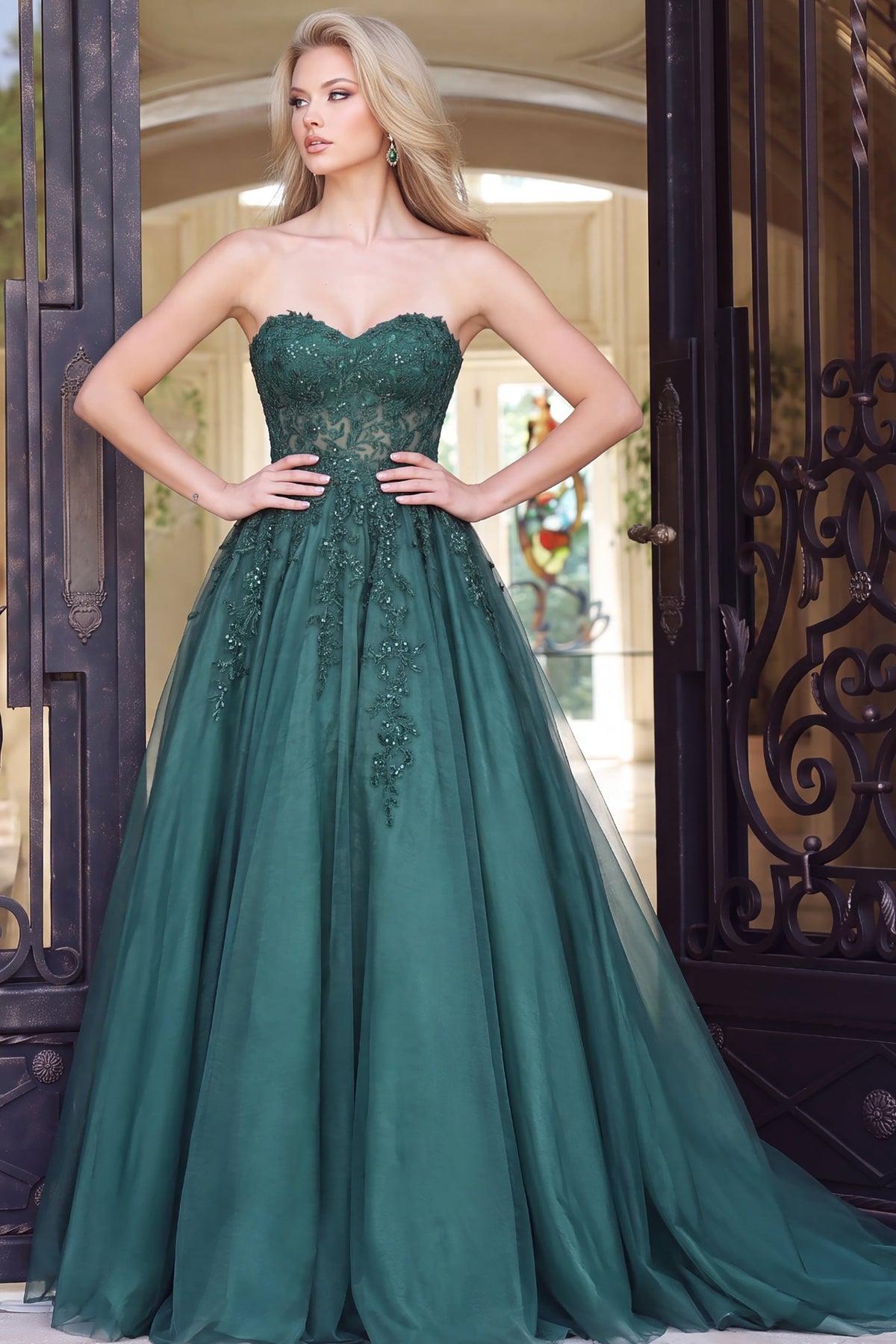 Jovani Prom Dress Jovani 00915 Embroidered Sweetheart Neckline Dress