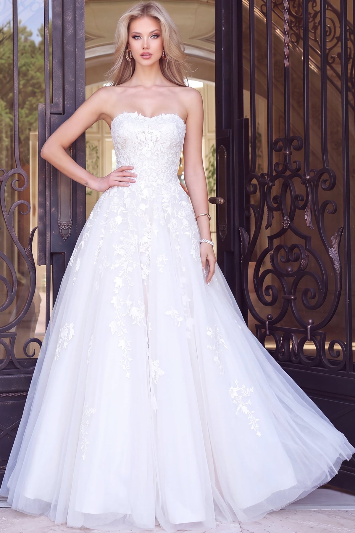 Jovani Prom Dress Jovani 1831 Strapless Embroidered Ballgown