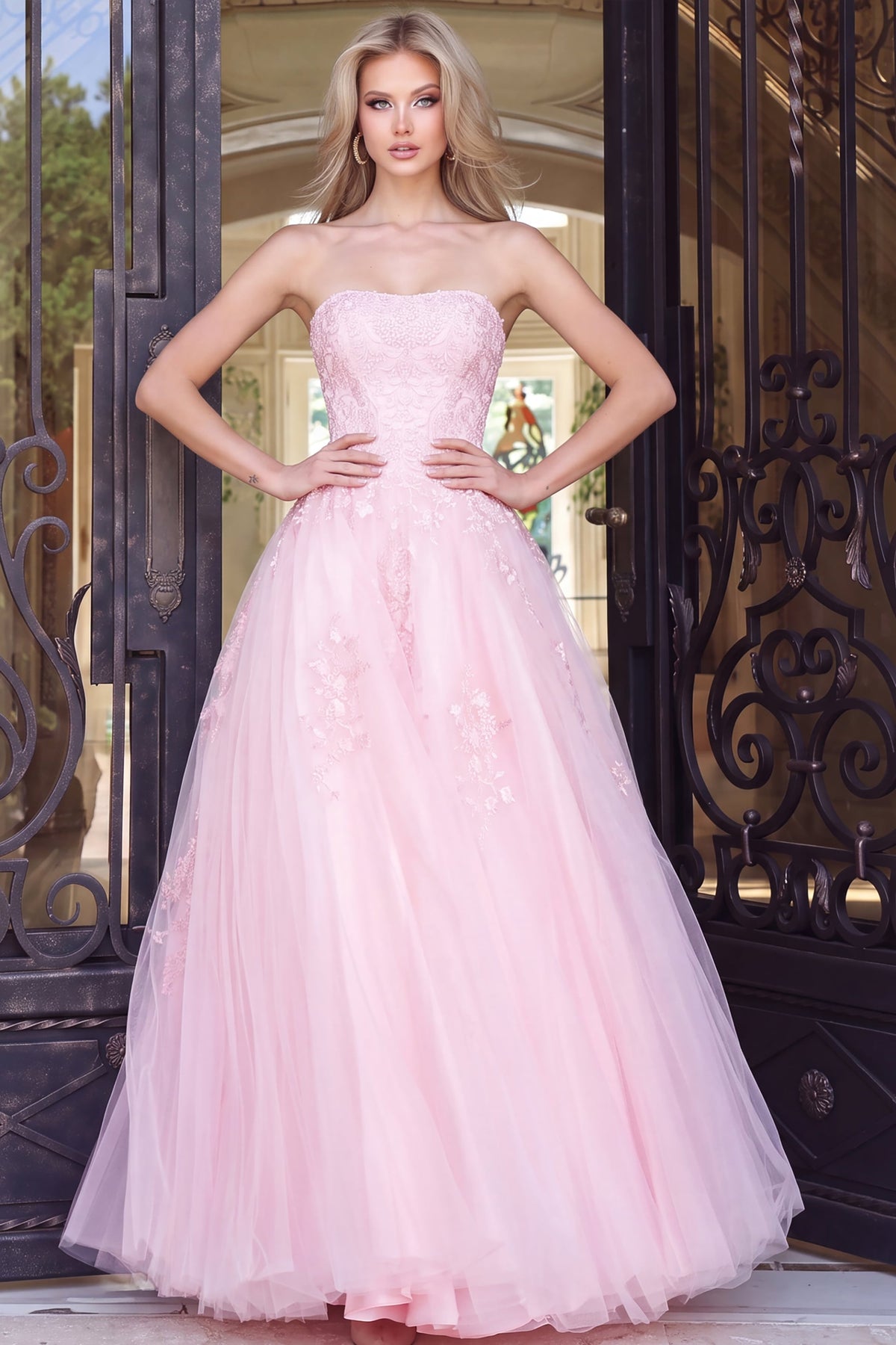 Jovani Prom Dress Jovani 1831 Strapless Embroidered Ballgown