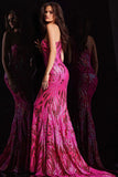 Jovani Prom Dress Jovani 23876 Hot Pink Embellished One Shoulder Dress