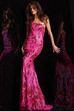 Jovani Prom Dress Jovani 23876 Hot Pink Embellished One Shoulder Dress