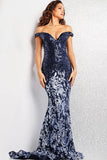 Jovani Prom Dress Jovani 36370 Blue Beaded Mermaid Prom Dress