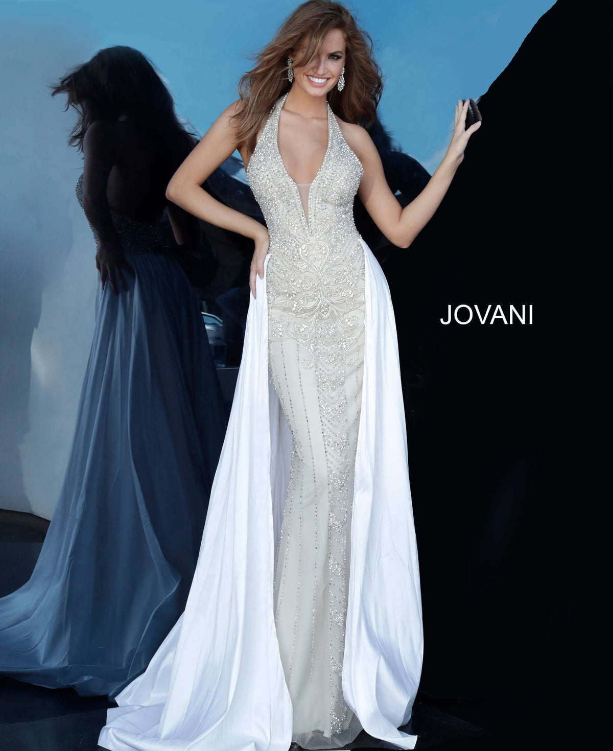 Jovani Prom Dress Jovani 3698 Halter Neck Embellished Jovani Dress