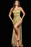 Jovani Prom Dress Jovani 37325 Gold Beaded Prom Dress