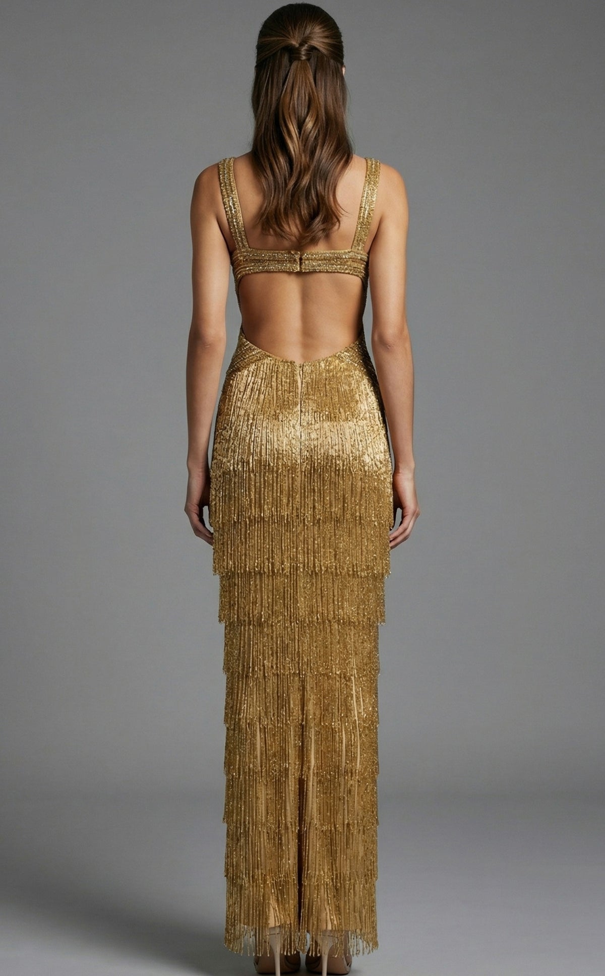 Jovani Prom Dress Jovani 49269 V Neck Beaded Fringe Dress With High Slit