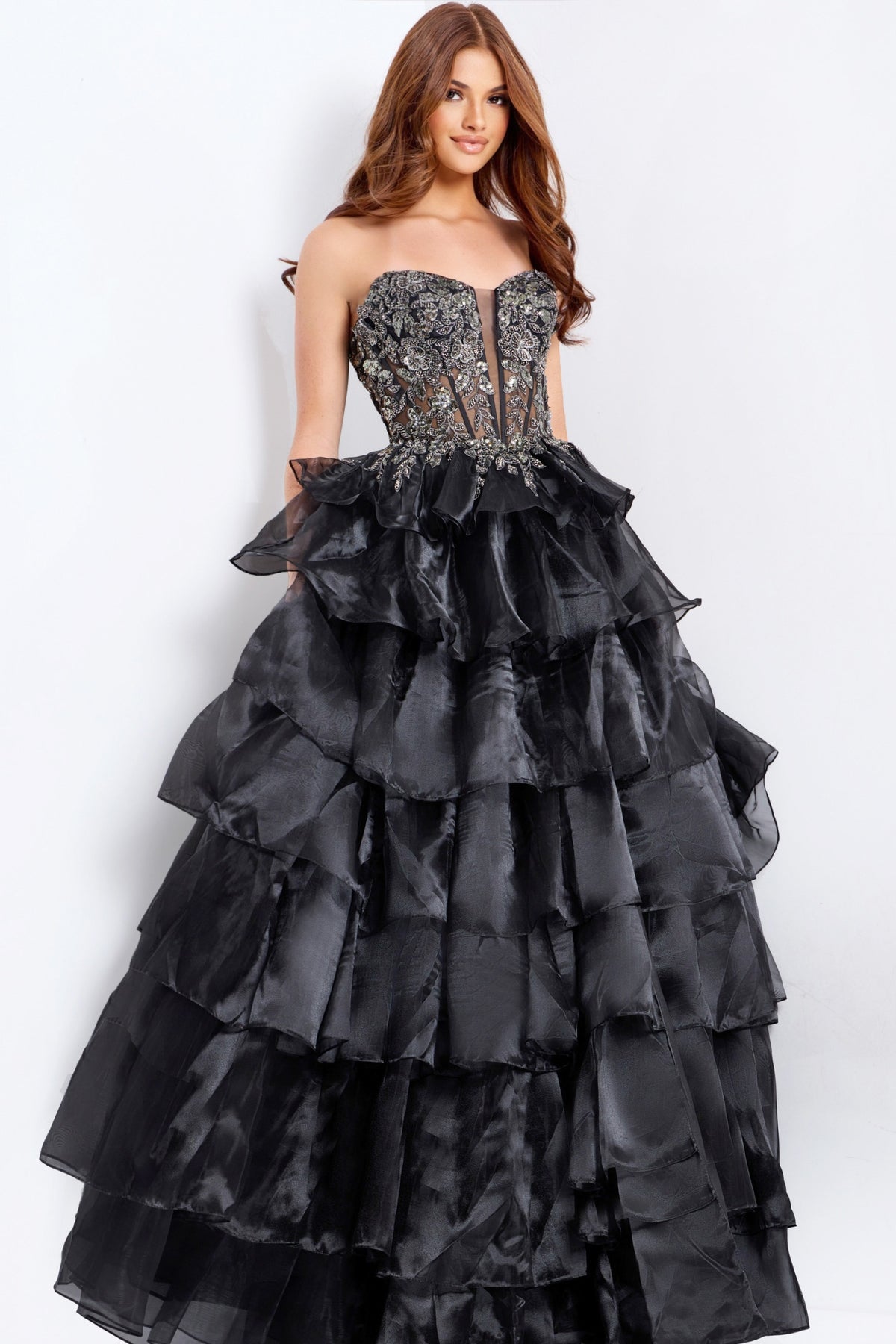 Jovani Prom Dress Jovani 50259 Strapless Ball Gown With Embroidered