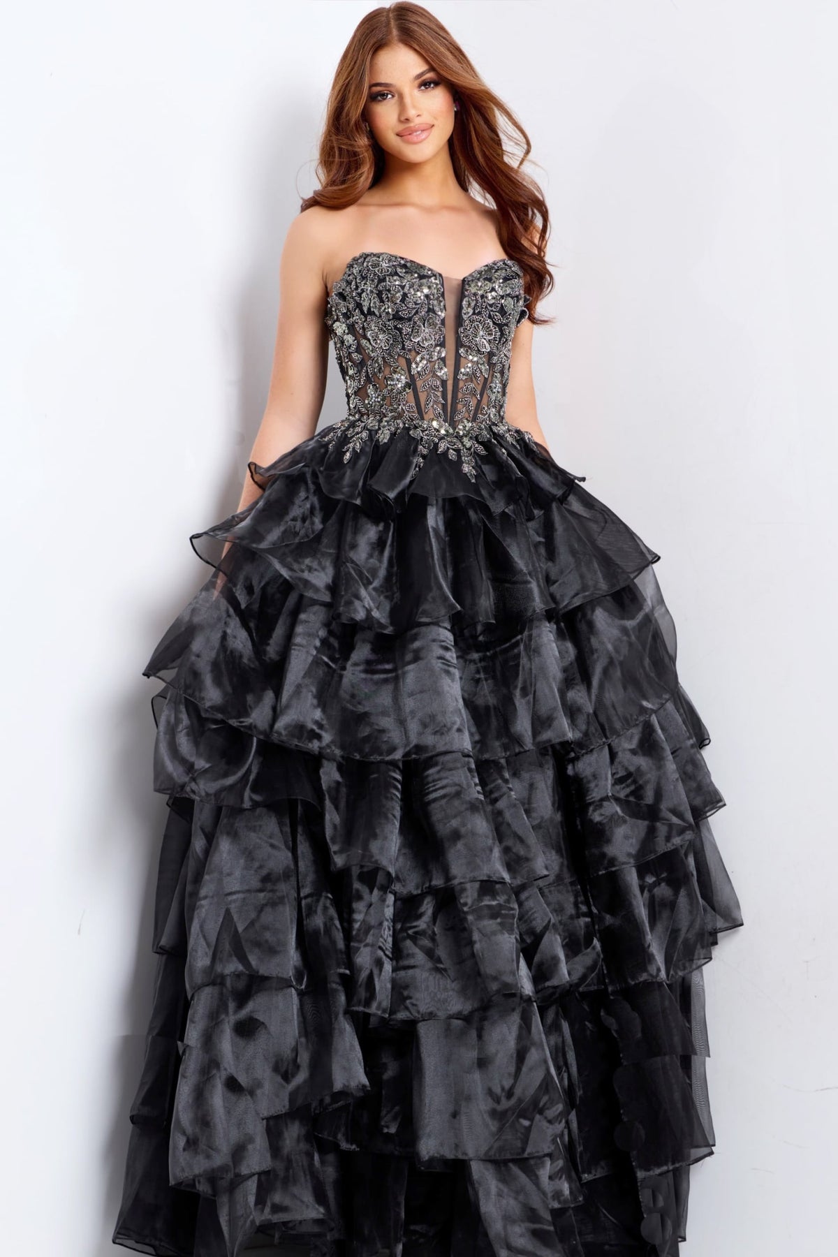 Jovani Prom Dress Jovani 50259 Strapless Ball Gown With Embroidered