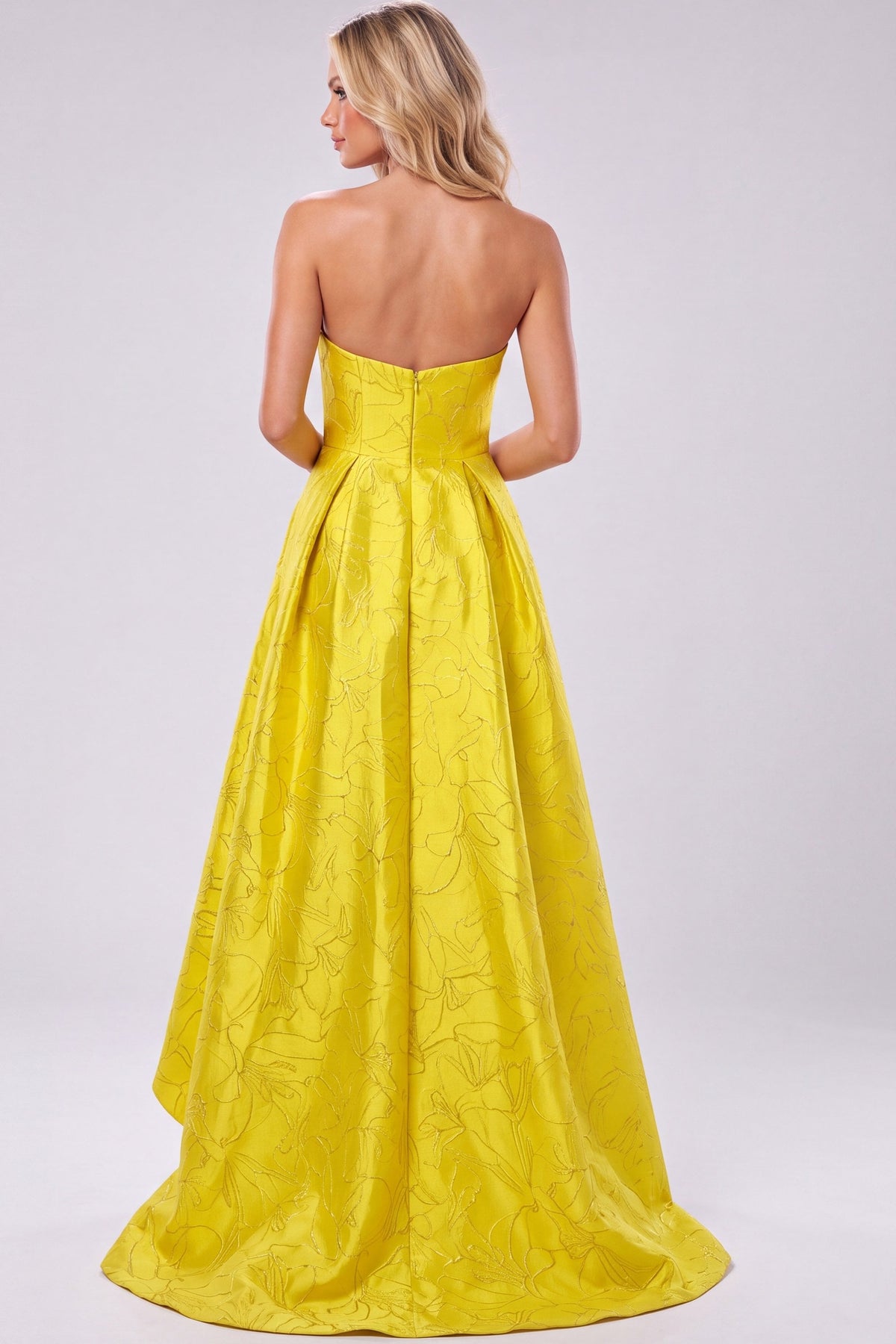 Jovani Prom Dress Jovani 51693 Strapless Brocade Corset Mini Dress With Full Skirt
