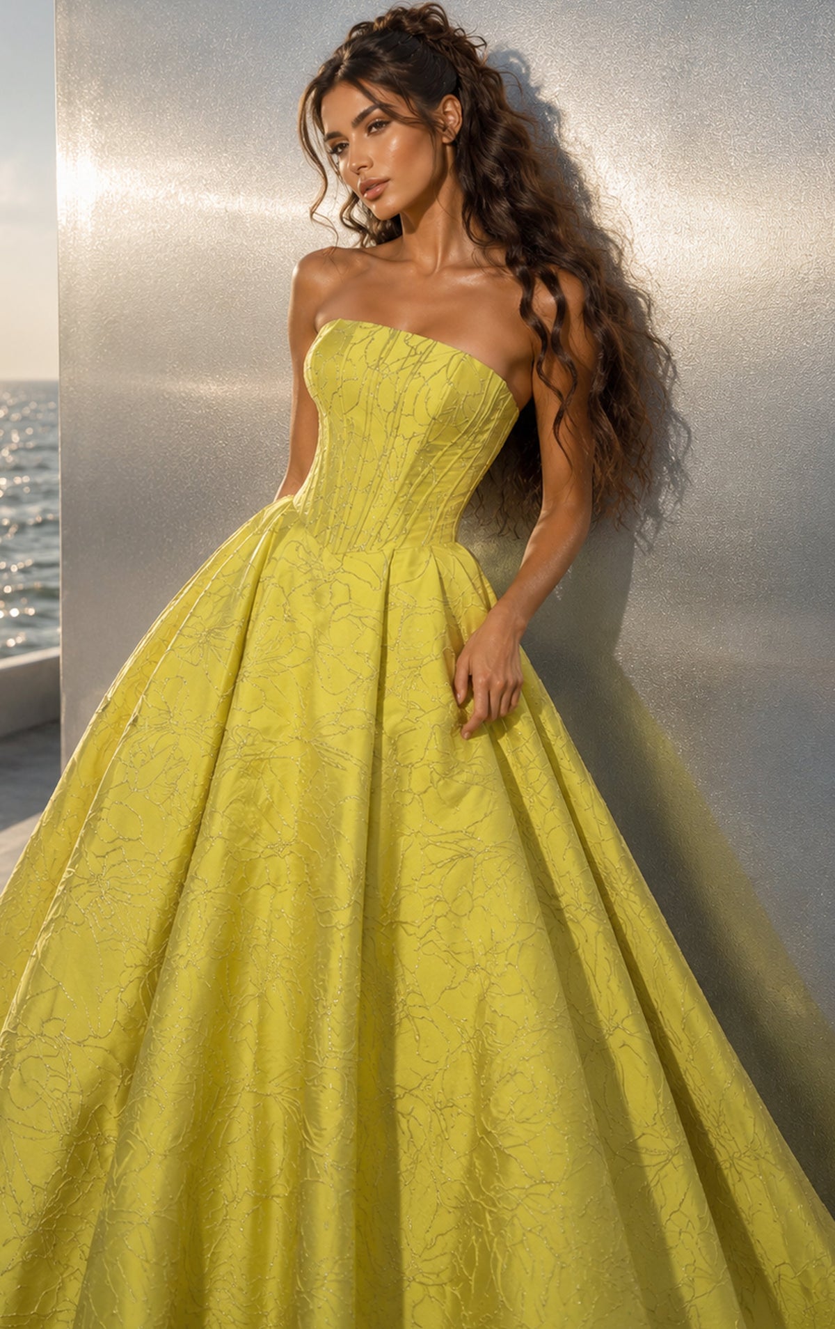 Jovani Prom Dress Jovani 51708 Jacquard Strapless Sweetheart Ball Gown