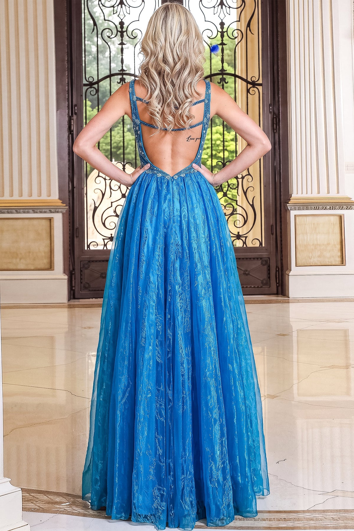 Jovani Prom Dress Jovani 51917 Beaded V Neck Sheath Dress