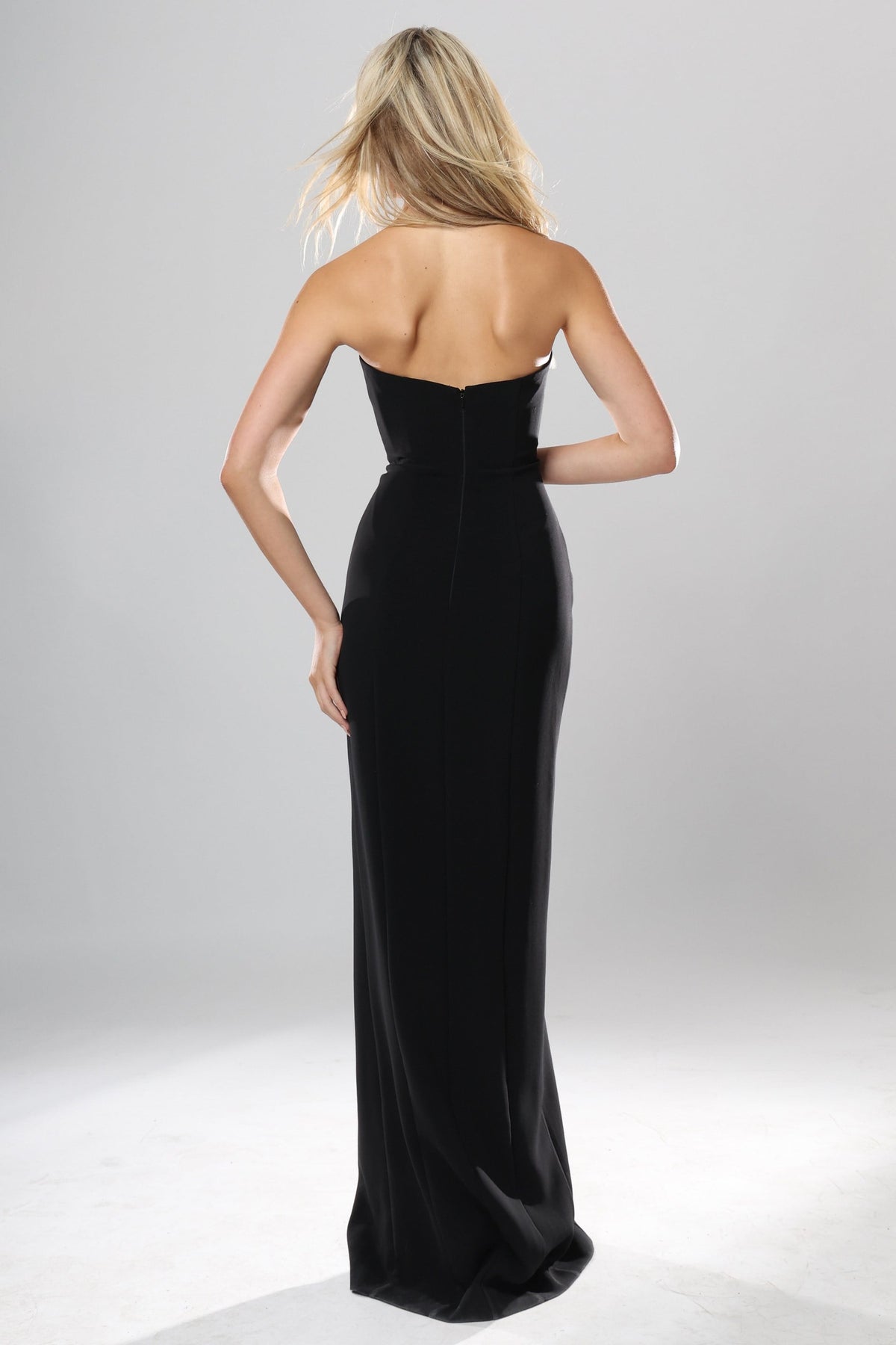 Jovani Prom Dress Jovani 53108 Strapless Rhinestone Rose High-Slit Gown