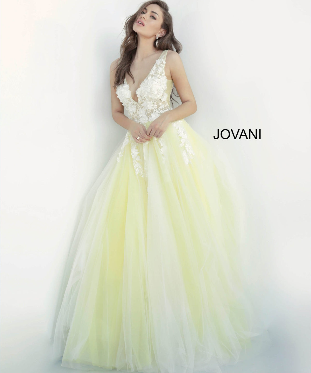 Jovani Prom Dress Jovani 55634 Red Floral Appliques Dress