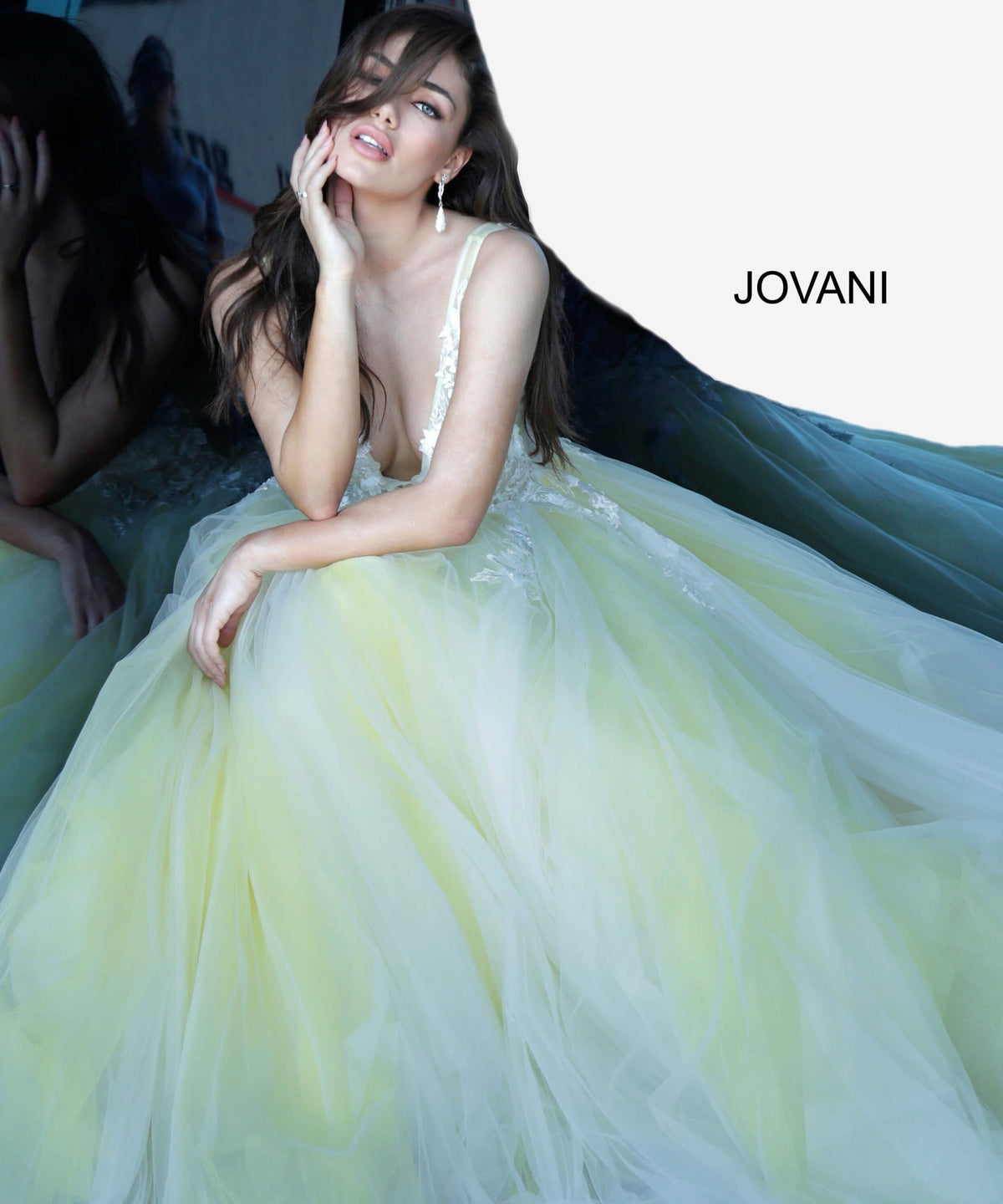 Jovani Prom Dress Jovani 55634 Red Floral Appliques Dress