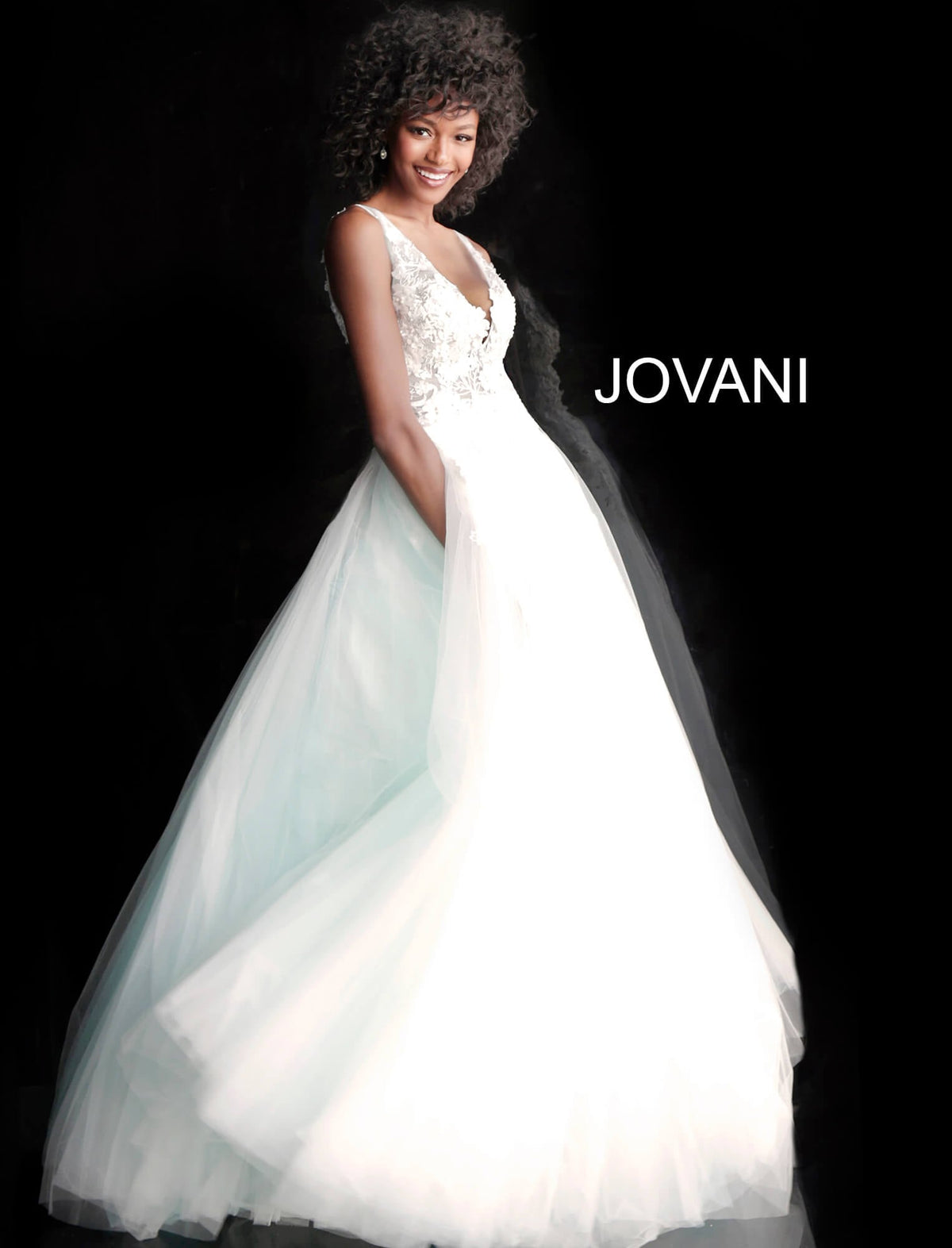 Jovani Prom Dress Jovani 55634 Red Floral Appliques Dress