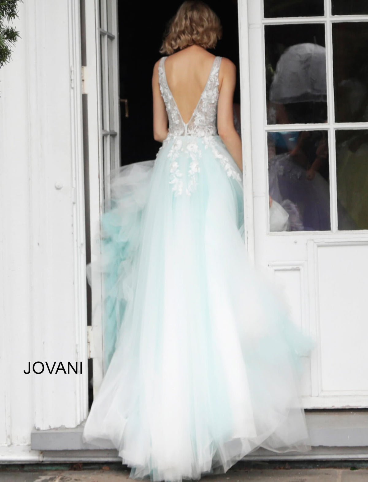 Jovani Prom Dress Jovani 55634 Red Floral Appliques Dress