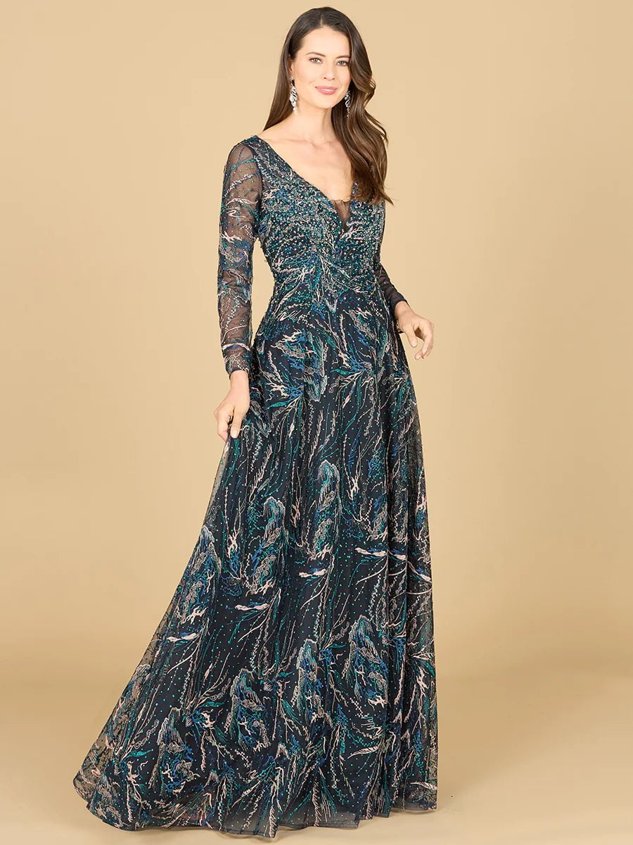 Lara Design Dress LARA 29153 - LACE GOWN WITH LONG SLEEVES