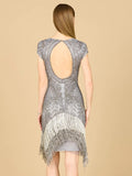 Lara Design Dress LARA 29171 - BEADED FRINGE SHORT COCKTAIL DRESS