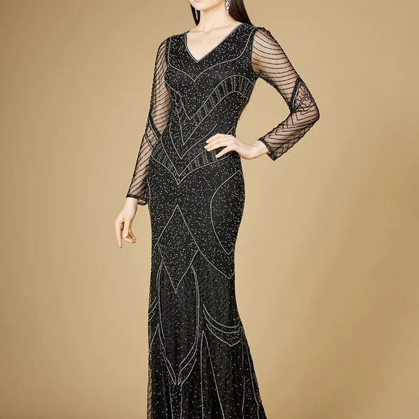 Marina long hotsell beaded gown