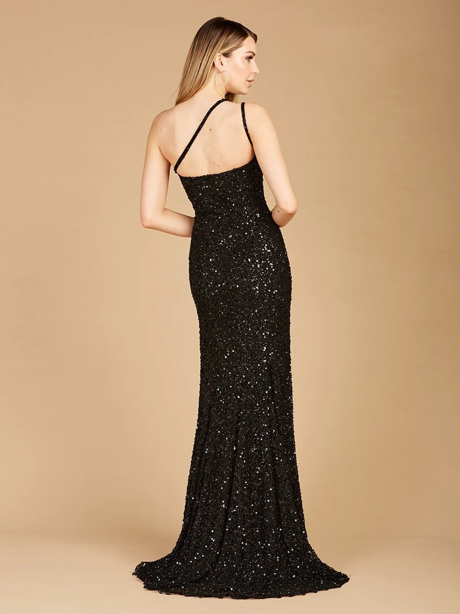 Lara Design Dress Lara 29286 One Shoulder Beaded Gown With Slit