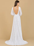 Lara Design Dress Lara 51124 - Long Sleeve, Beaded A-line Bridal Dress