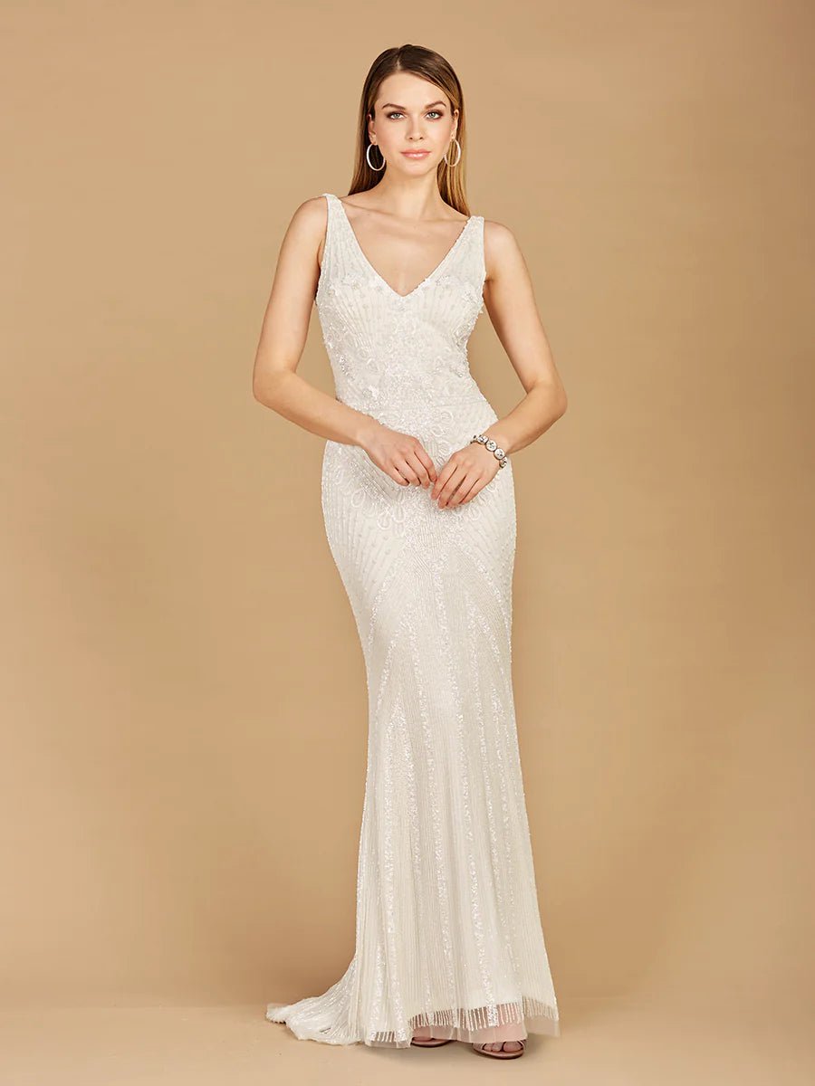 Lara Design Dress Lara 51129 - Lara V-neck Beaded Bridal Dress