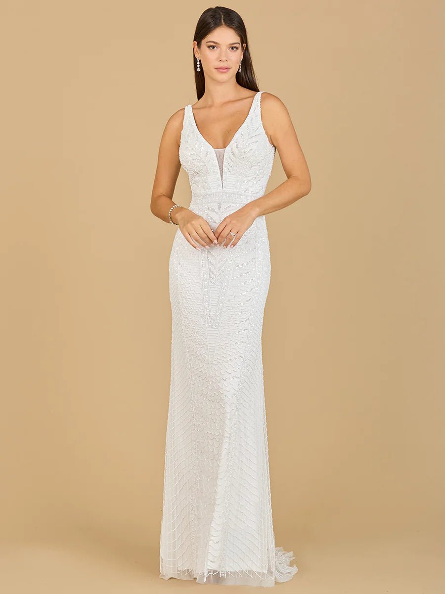 Lara Design Dress LARA 51147 - V-NECK BEADED BRIDAL GOWN