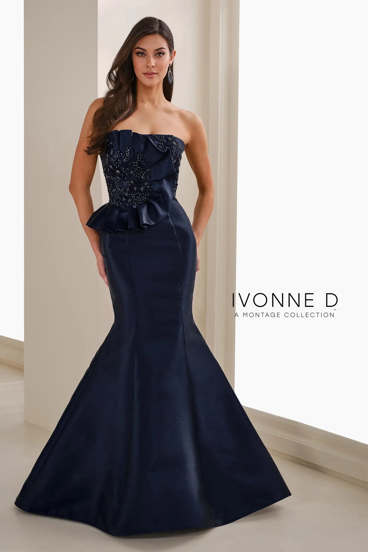 Mon Cheri Ivonne D mother of bride dress Ivonne D ID1401 Strapless Mikado Trumpet Gown