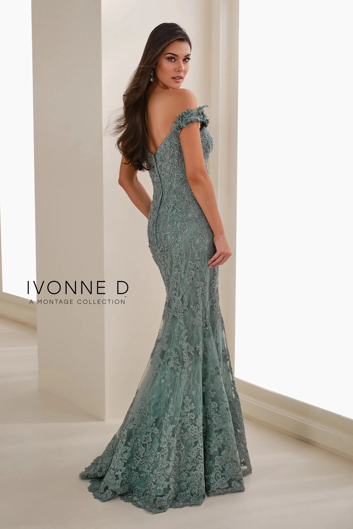 Mon Cheri Ivonne D mother of bride dress Ivonne D ID1407 Lace Trumpet Gown