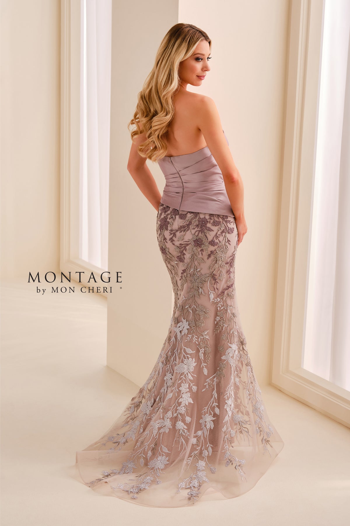 Montage Dress Montage M3217 Strapless Fit and Flare Lace Mikado Mother of the Bride Gown