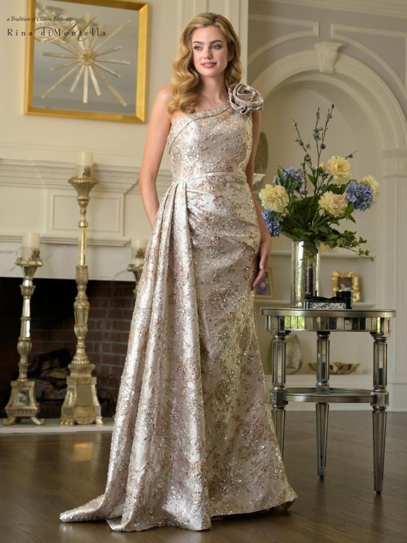 Rina Di Montella Evening Dress 4 / Gold Rina Di Montella RD3424