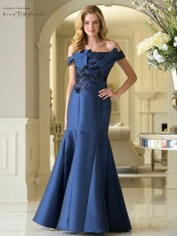Rina Di Montella Evening Dress 4 / Navy Rina Di Montella RD3408