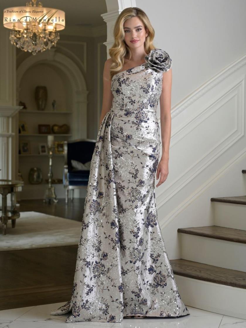 Rina Di Montella Evening Dress 4 / Navy Rina Di Montella RD3424