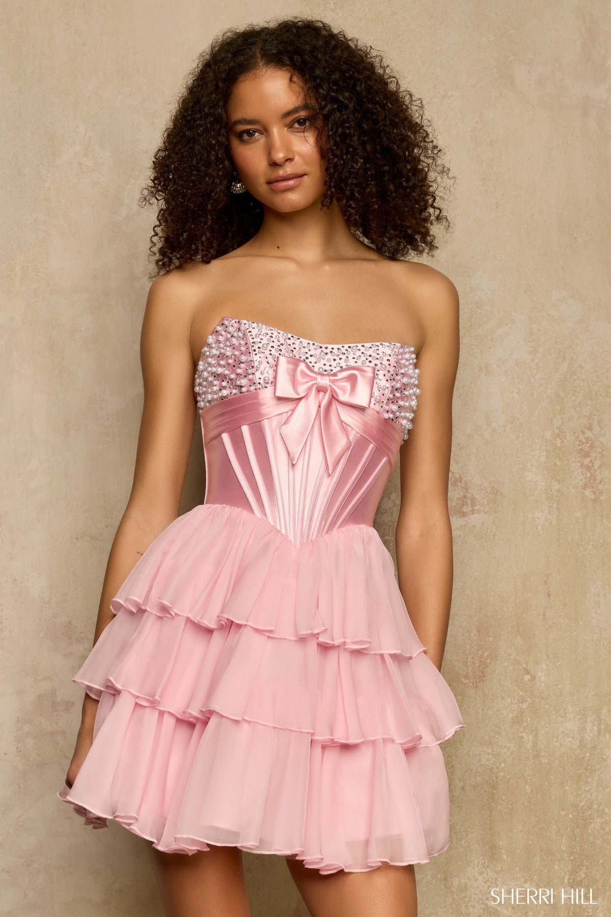 Sherri Hill Prom Dress Light Pink/Silver / 000 Sherri Hill 58176