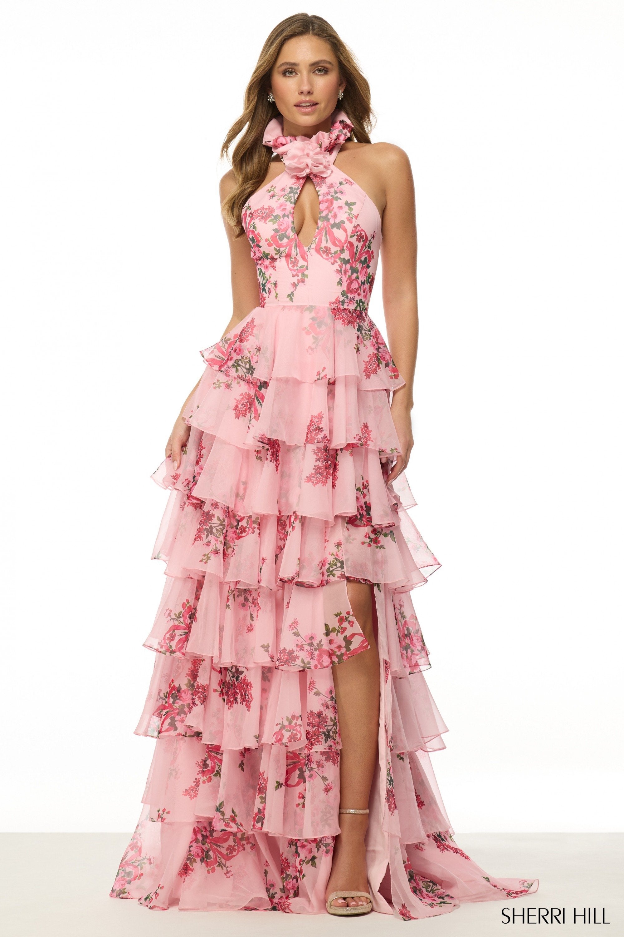 Sherri Hill Prom & Evening Gown pink print / 000 - 14 Sherri Hill 57251