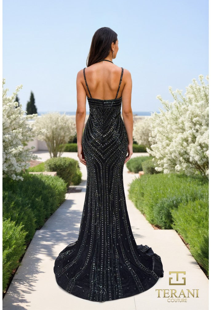 Terani Couture Evening Dress Black / 2 Terani Couture 251GL6025