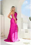 Terani Couture evening gown Terani Couture 2011E2103 Mikado one shoulder bead detailed evening gown with slit