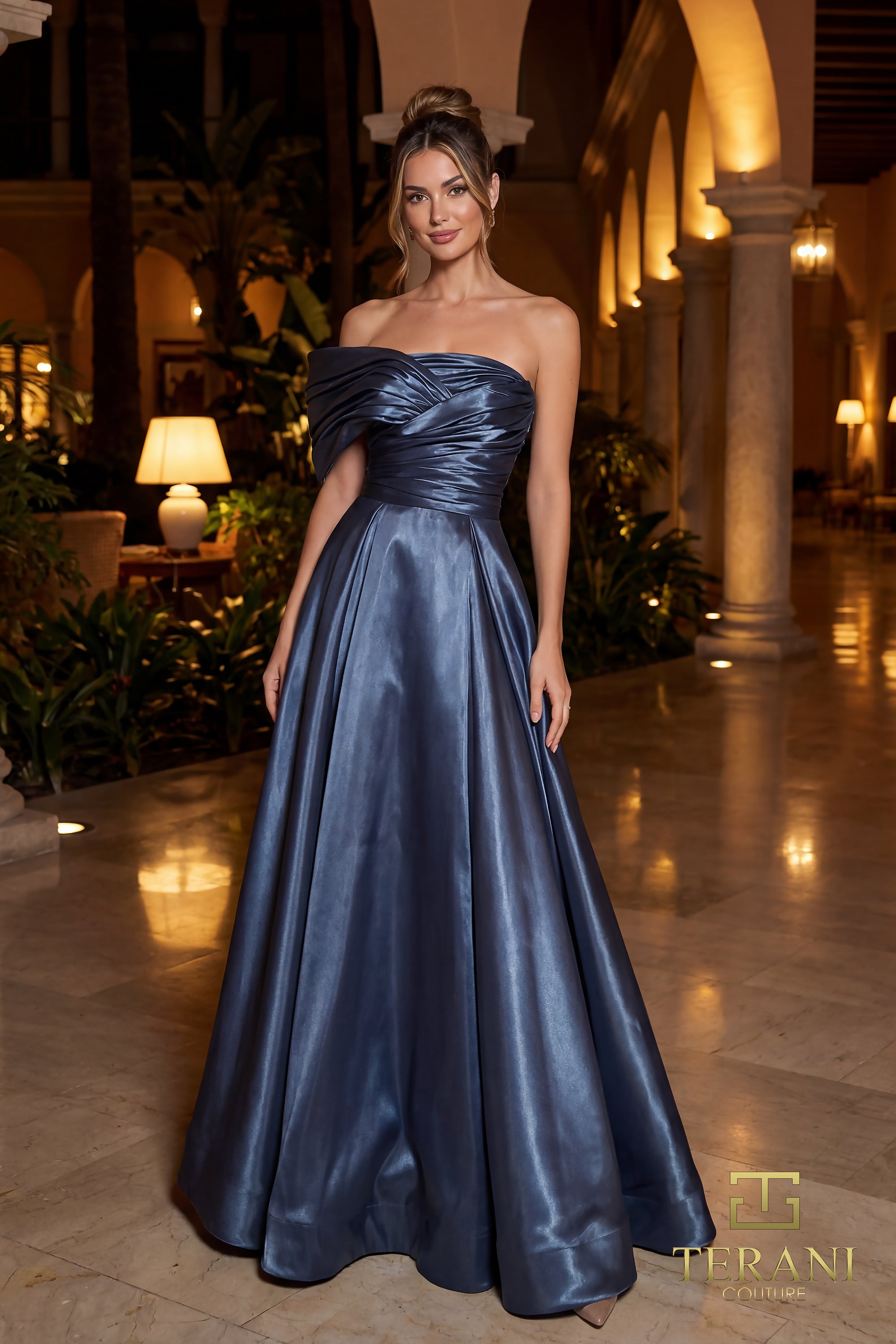 Terani Couture Evening Gown Terani Couture 262E7103 One-Shoulder Long Evening Dress